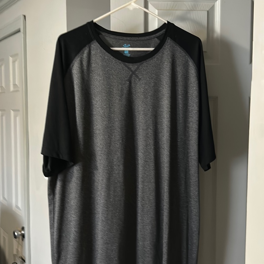 Dry wick short sleeved shirt. Size Tall 2XL grey in color